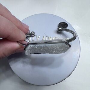 Kinsley Armelle Silver Open Cuff with Druzy Accent